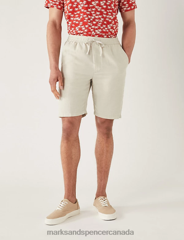 Men Stone Clothing Marks & Spencer Linen Blend Elasticated Waist Chino Shorts 20VTD5372 - Marks and Spencer online