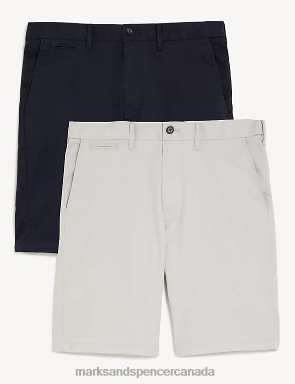 Men Stone Mix Clothing Marks & Spencer 2pk Super Lightweight Chino Shorts 20VTD5240 - Marks and Spencer outlet