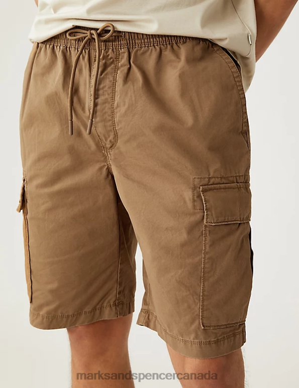 Men Topaz Clothing Marks & Spencer Pure Cotton Elasticated Waist Cargo Shorts 20VTD6269 - Marks and Spencer online