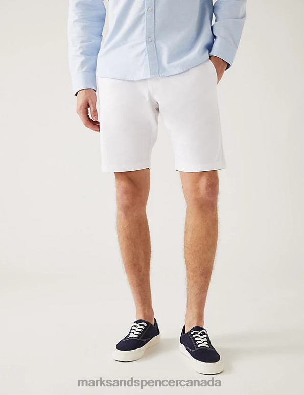 Marks and Spencer sale - Men White Clothing Marks & Spencer Stretch Chino Shorts 20VTD6125