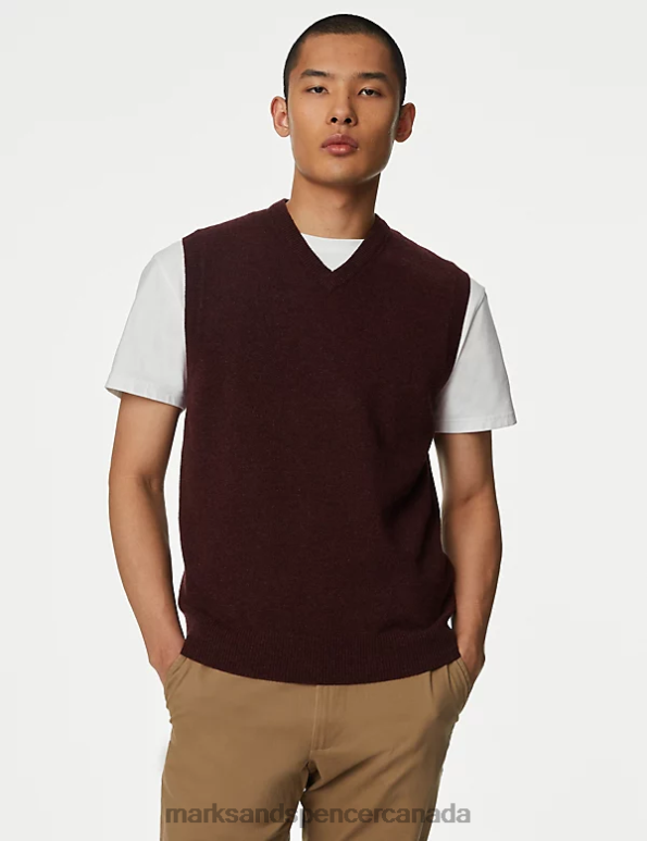 Marks and Spencer near me - Men Berry Clothing Marks & Spencer Pure Extra Fine Lambswool Sleeveless Jumper 20VTD5951