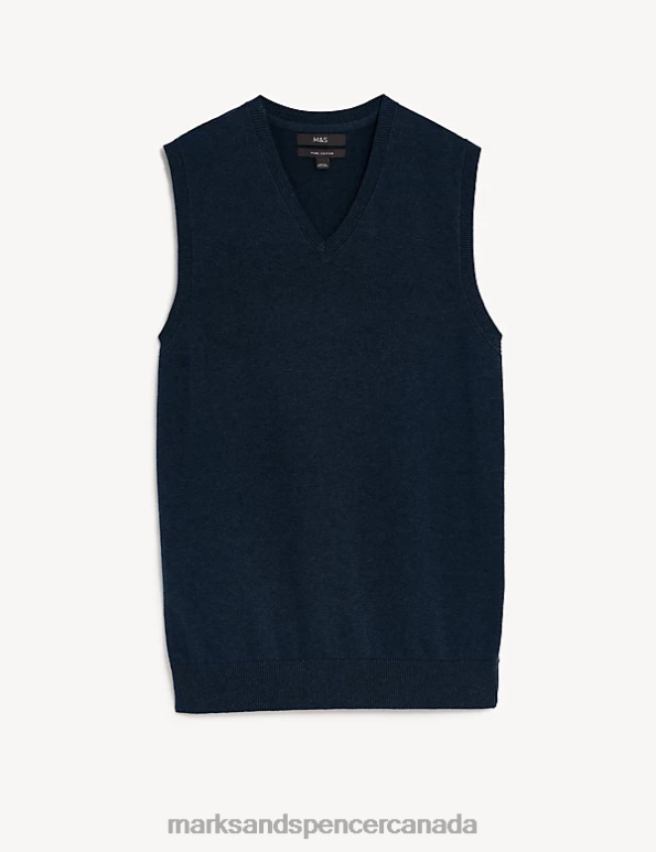 Marks and Spencer sale - Men Navy Clothing Marks & Spencer Pure Cotton Sleeveless Jumper 20VTD6063