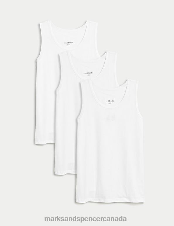 Marks and Spencer sale - Men White Clothing Marks & Spencer 3pk Cool & Fresh Sleeveless Vests 20VTD5121