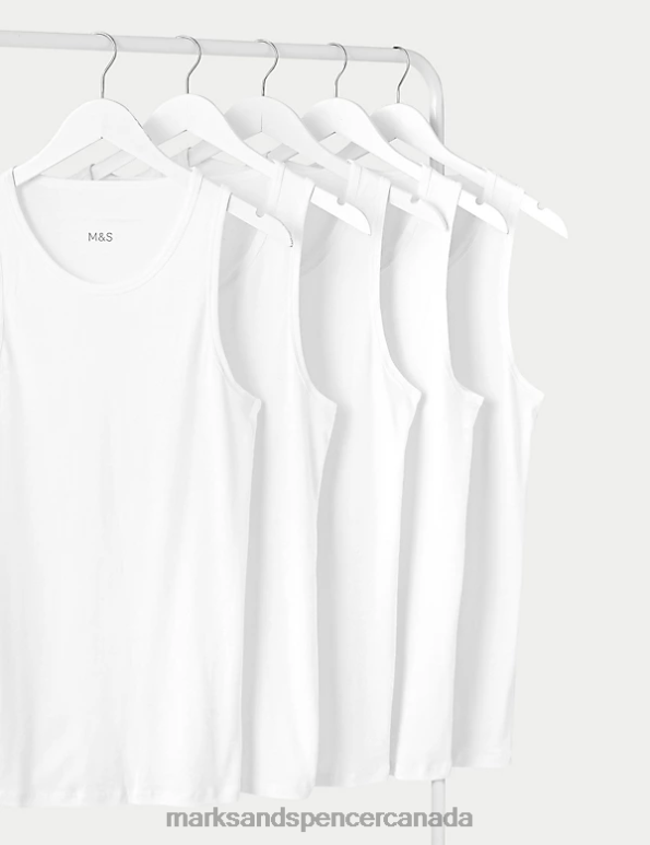 Marks and Spencer near me - Men White Clothing Marks & Spencer 5pk Pure Cotton Sleeveless Vests 20VTD4995