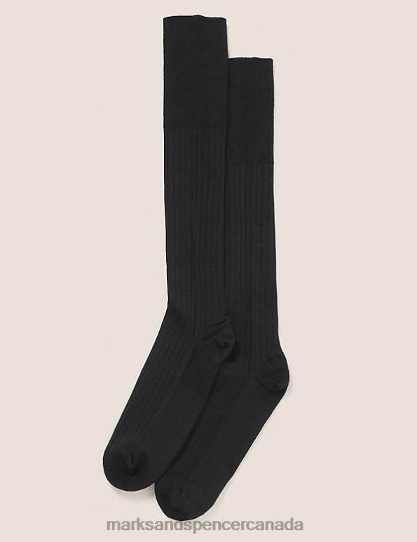 Marks and Spencer Canada - Men Black Clothing Marks & Spencer 2pk Lambswool Long Socks 20VTD7059