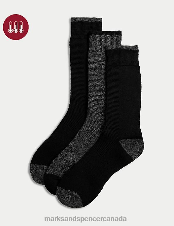 Marks and Spencer Canada - Men Black Clothing Marks & Spencer 3pk Heatgen Maximum Warmth Thermal Socks 20VTD6169