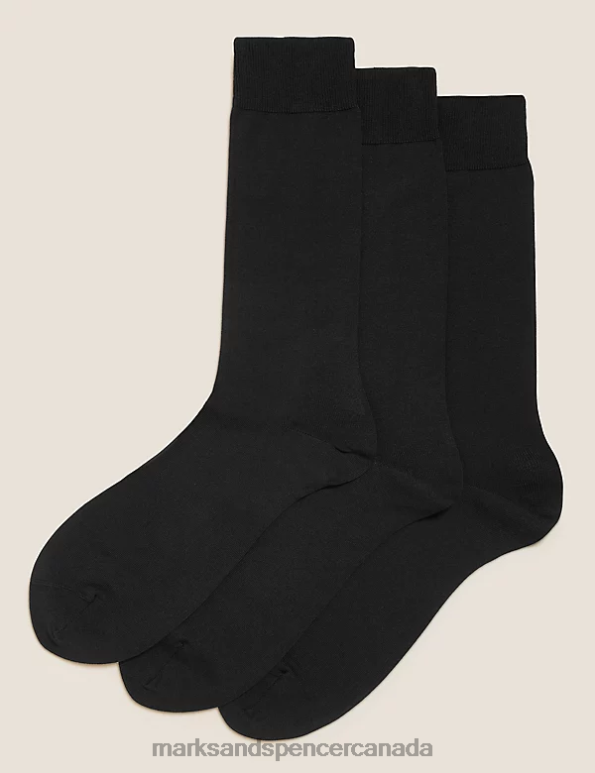 Marks and Spencer near me - Men Black Clothing Marks & Spencer 3pk Luxury Egyptian Cotton Rich Socks 20VTD6023