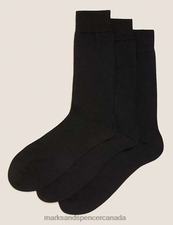 Marks and Spencer near me - Men Black Clothing Marks & Spencer 3pk Merino Wool Socks 20VTD6206