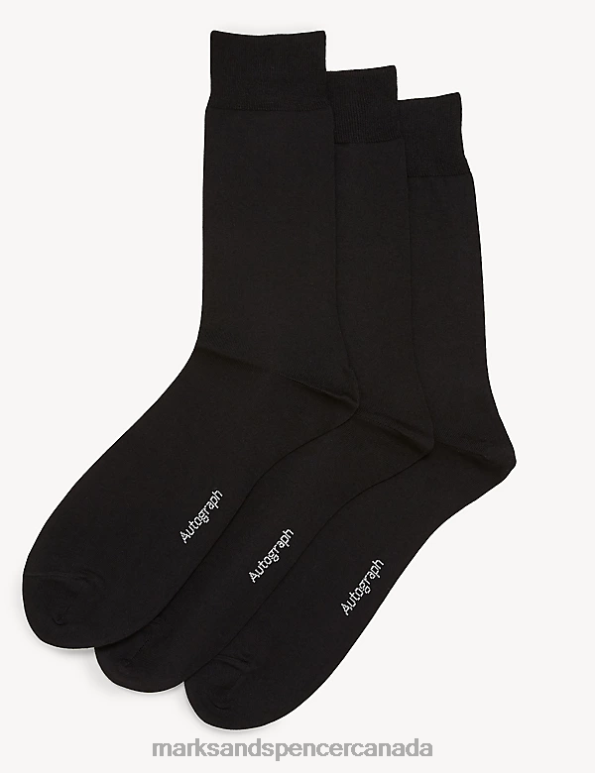 Marks and Spencer near me - Men Black Clothing Marks & Spencer 3pk Modal Pima Cotton Socks 20VTD5350