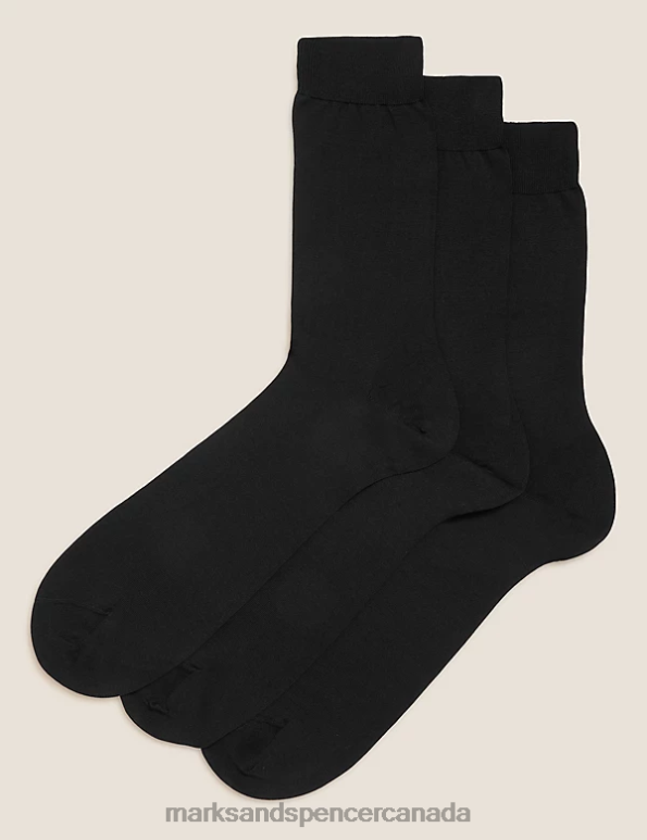 Men Black Clothing Marks & Spencer 3pk Pure Cotton Socks 20VTD6903 - Marks and Spencer online