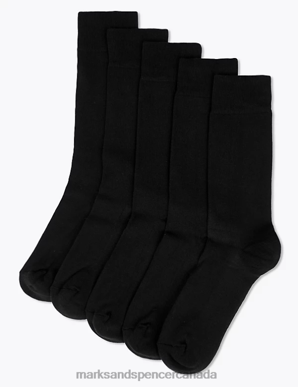 Men Black Clothing Marks & Spencer 5pk Cool & Fresh Cushioned Socks 20VTD6978 - Marks and Spencer Canada locations