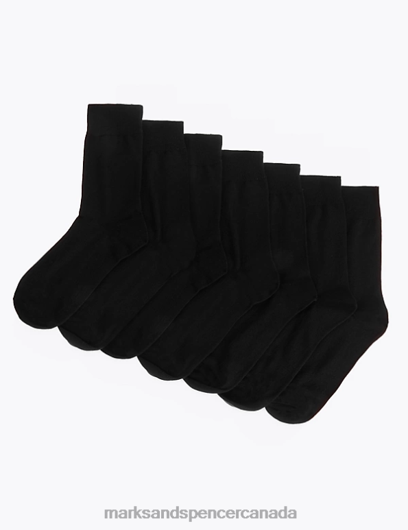 Men Black Clothing Marks & Spencer 7pk Cotton Rich Socks 20VTD7140 - Marks and Spencer outlet