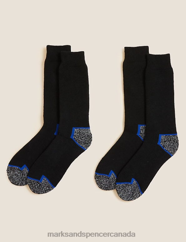 Marks and Spencer near me - Men Black/Grey Clothing Marks & Spencer 2pk Freshfeet Heavyweight Work Socks 20VTD7362