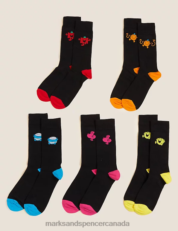 Marks and Spencer sale - Men Black Mix Clothing Marks & Spencer 5pk Cotton Socks 20VTD4851