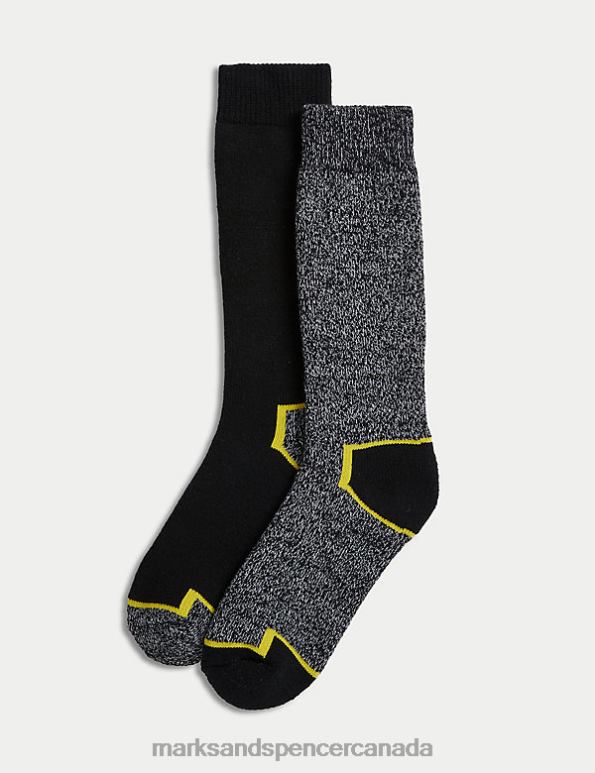 Marks and Spencer sale - Men Grey Mix Clothing Marks & Spencer 2pk Freshfeet Heavyweight Work Socks 20VTD7363