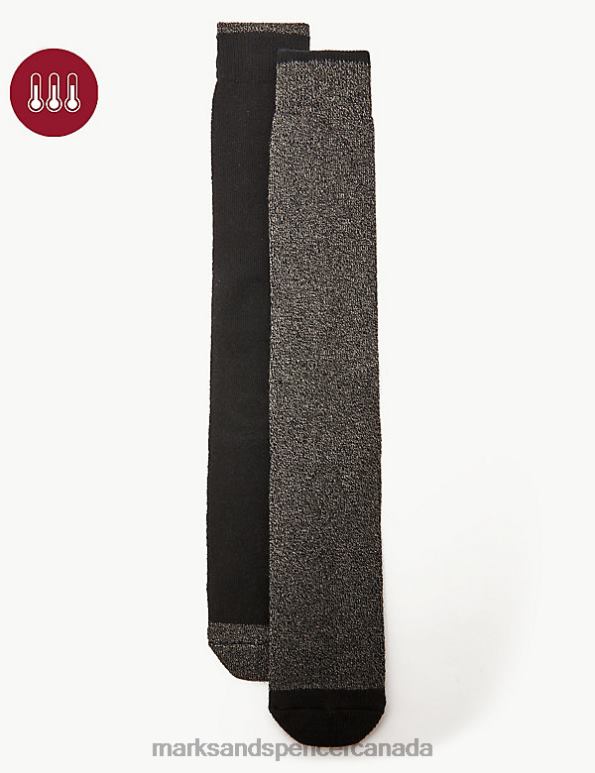 Marks and Spencer near me - Men Grey Mix Clothing Marks & Spencer 2pk Heatgen Maximum Warmth Thermal Socks 20VTD7062