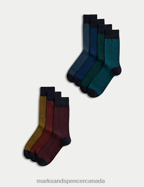 Men Multi Clothing Marks & Spencer 7pk Cool & Fresh Cotton Rich Socks 20VTD4734 - Marks and Spencer Canada locations