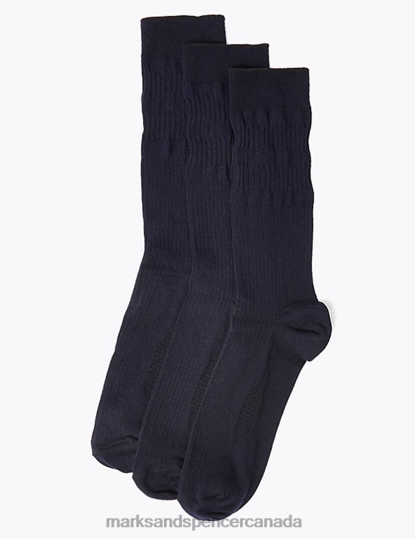 Marks and Spencer sale - Men Navy Clothing Marks & Spencer 3pk Gentle Grip Cool & Fresh Socks 20VTD6867