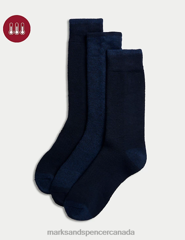 Marks and Spencer near me - Men Navy Clothing Marks & Spencer 3pk Heatgen Maximum Warmth Thermal Socks 20VTD5800