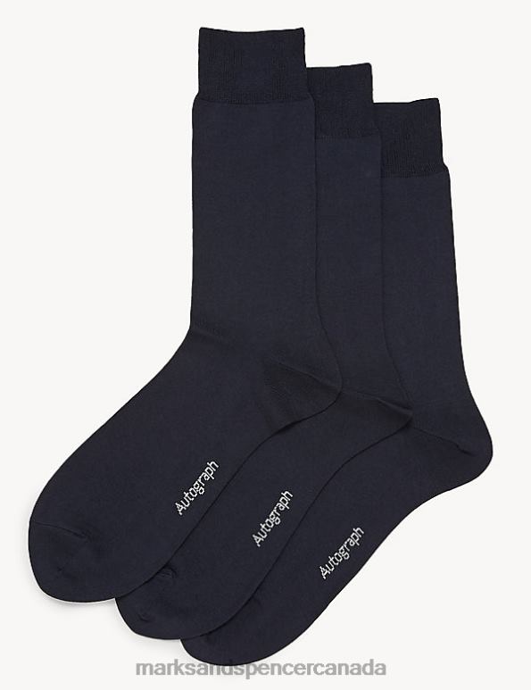 Marks and Spencer Canada - Men Navy Clothing Marks & Spencer 3pk Modal Pima Cotton Socks 20VTD5734