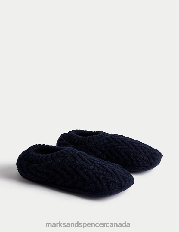 Men Navy Clothing Marks & Spencer Herringbone Slipper Socks 20VTD5874 - Marks and Spencer Canada locations