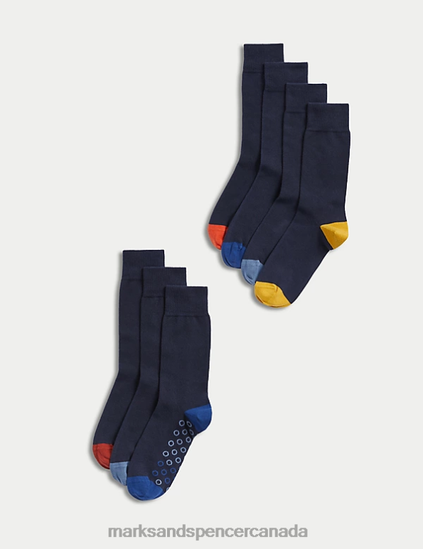 Marks and Spencer near me - Men Navy Mix Clothing Marks & Spencer 7pk Cool & Fresh Cotton Rich Socks 20VTD4970