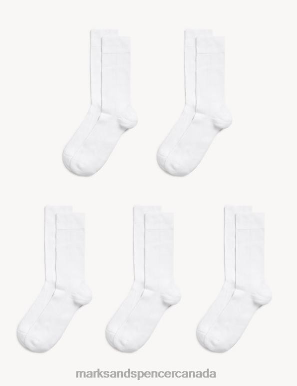 Marks and Spencer Canada - Men White Clothing Marks & Spencer 5pk Cool & Fresh Cushioned Socks 20VTD7315