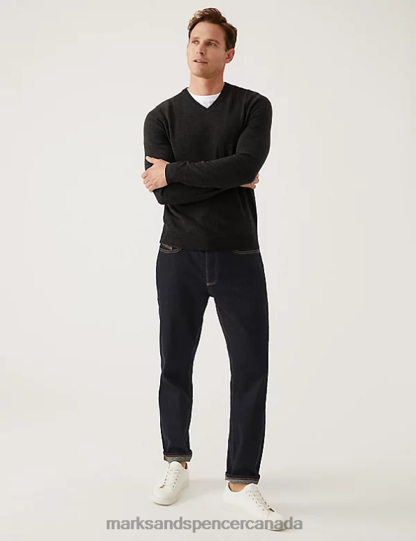 Marks and Spencer near me - Men Charcoal Clothing Marks & Spencer Cashmilon V-Neck Jumper 20VTD6011