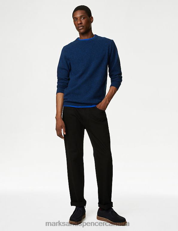 Men Cobalt Clothing Marks & Spencer Pure Extra Fine Lambswool Crew Neck Jumper 20VTD7390 - Marks and Spencer outlet