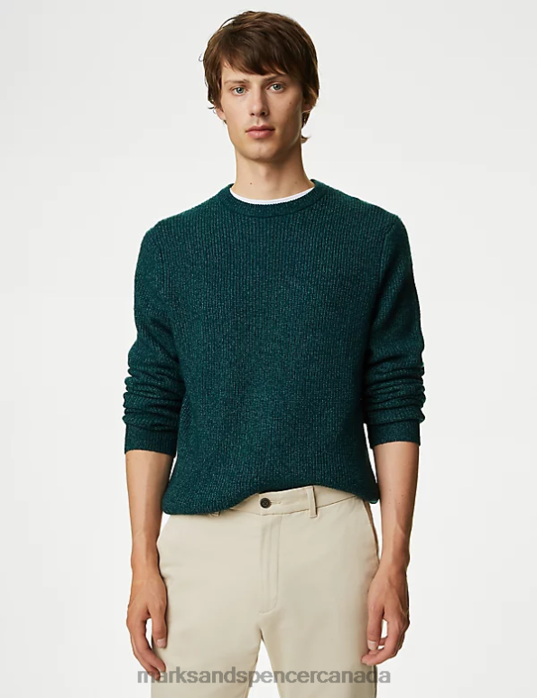 Marks and Spencer near me - Men Dark Teal Clothing Marks & Spencer Supersoft Chunky Crew Neck Jumper 20VTD5794