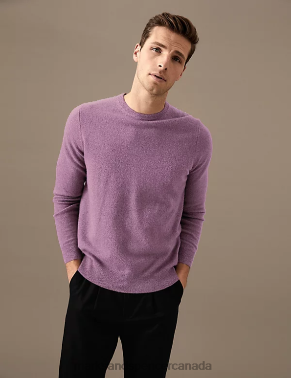 Marks and Spencer near me - Men Dusted Plum Clothing Marks & Spencer Pure Cashmere Crew Neck Jumper 20VTD7413