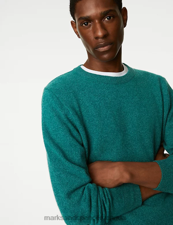 Marks and Spencer near me - Men Emerald Clothing Marks & Spencer Pure Extra Fine Lambswool Crew Neck Jumper 20VTD7392