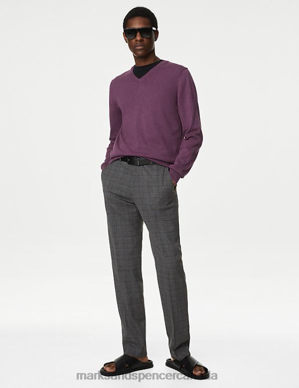 Men Grape Clothing Marks & Spencer Pure Cotton V-Neck Knitted Jumper 20VTD7208 - Marks and Spencer Canada locations