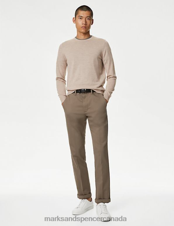 Marks and Spencer sale - Men Light Natural Clothing Marks & Spencer Pure Extra Fine Merino Wool Crew Neck Jumper 20VTD5329