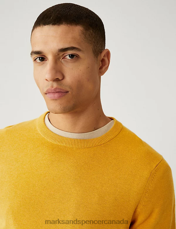 Marks and Spencer near me - Men Medium Yellow Clothing Marks & Spencer Pure Cotton Crew Neck Jumper 20VTD7521