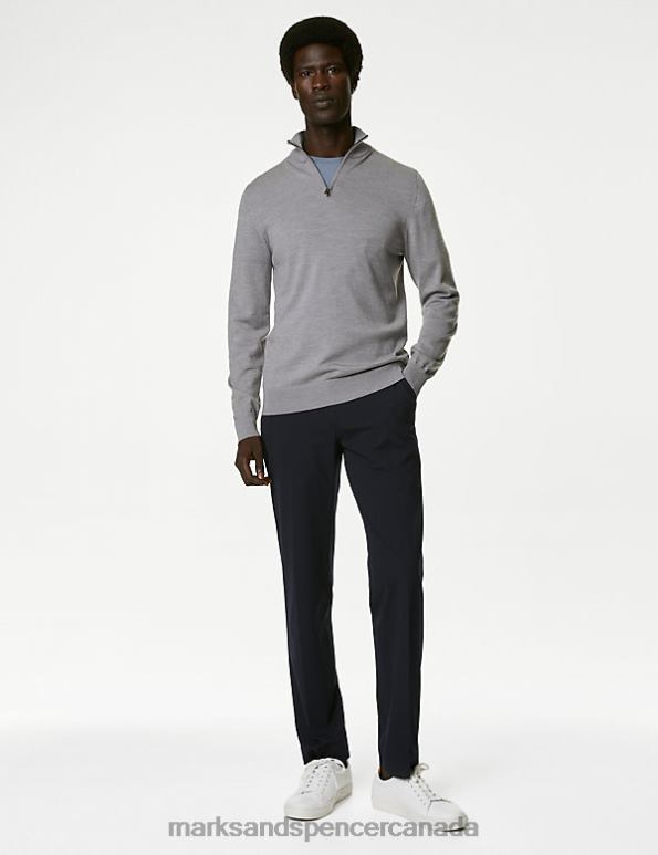 Marks and Spencer near me - Men Mid Grey Clothing Marks & Spencer Pure Extra Fine Merino Wool Half Zip Jumper 20VTD6579