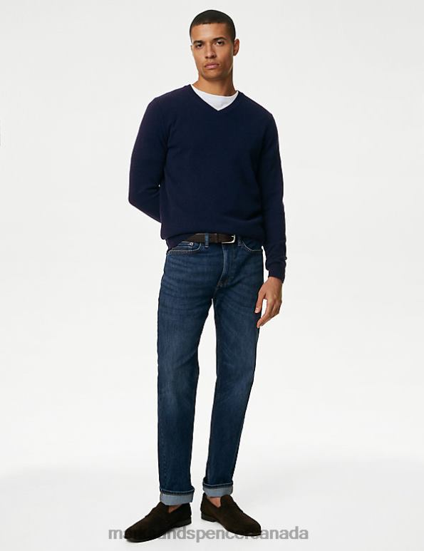 Marks and Spencer sale - Men Navy Clothing Marks & Spencer Pure Extra Fine Lambswool V-Neck Jumper 20VTD7158