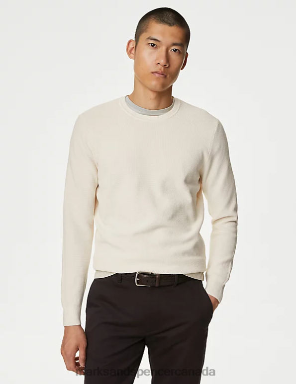 Marks and Spencer Canada - Men Neutral Clothing Marks & Spencer Pure Supima Cotton Crew Neck Jumper 20VTD6960