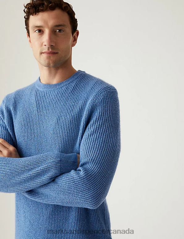 Marks and Spencer Canada - Men Ocean Clothing Marks & Spencer Supersoft Crew Neck Jumper 20VTD7089