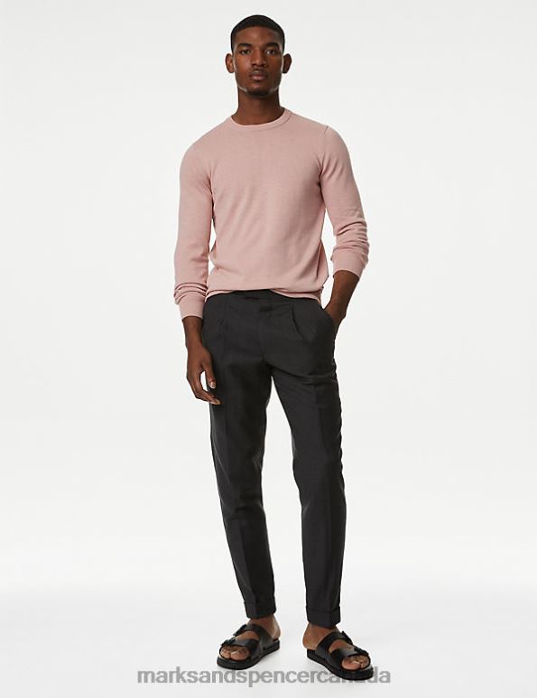 Marks and Spencer sale - Men Pale Mauve Clothing Marks & Spencer Pure Cotton Crew Neck Jumper 20VTD7522