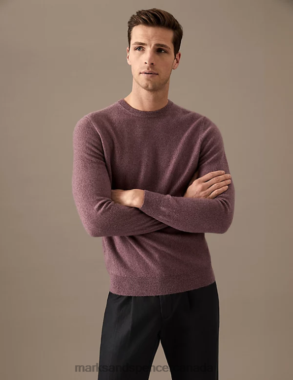 Men Pink Clothing Marks & Spencer Pure Cashmere Crew Neck Jumper 20VTD7410 - Marks and Spencer Canada locations