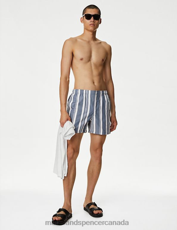 Marks and Spencer sale - Men Chambray Clothing Marks & Spencer Quick Dry Striped Swim Shorts 20VTD5884