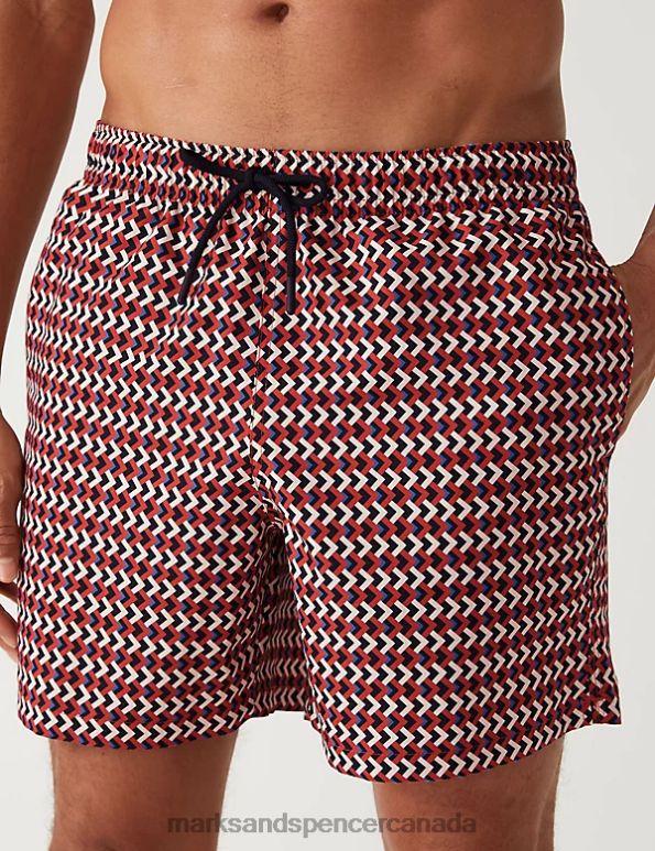 Men Copper Clothing Marks & Spencer Quick Dry Geometric Print Swim Shorts 20VTD5836 - Marks and Spencer outlet