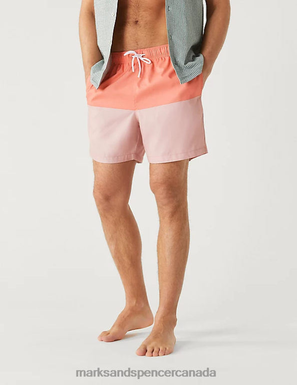 Men Pink Mix Clothing Marks & Spencer Quick Dry Colour Block Swim Shorts 20VTD5384 - Marks and Spencer Canada locations