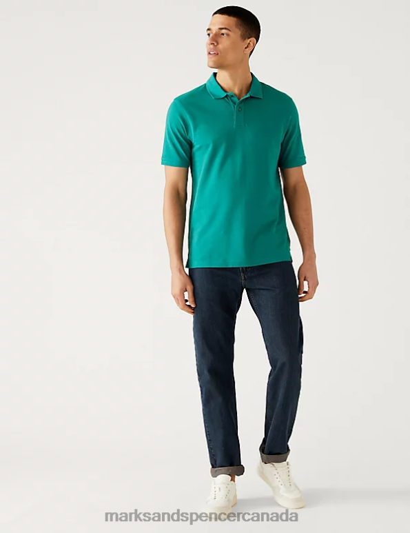 Marks and Spencer near me - Men Aqua Clothing Marks & Spencer Pure Cotton Pique Polo Shirt 20VTD208