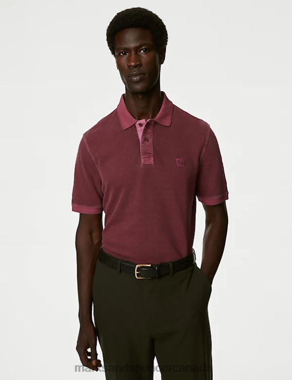 Marks and Spencer near me - Men Berry Clothing Marks & Spencer Pure Cotton Polo Shirt 20VTD7215