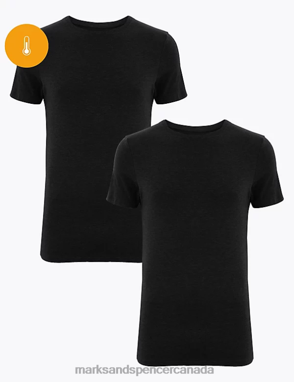 Men Black Clothing Marks & Spencer 2pk Heatgen Light Thermal Short Sleeve Top 20VTD7340 - Marks and Spencer online