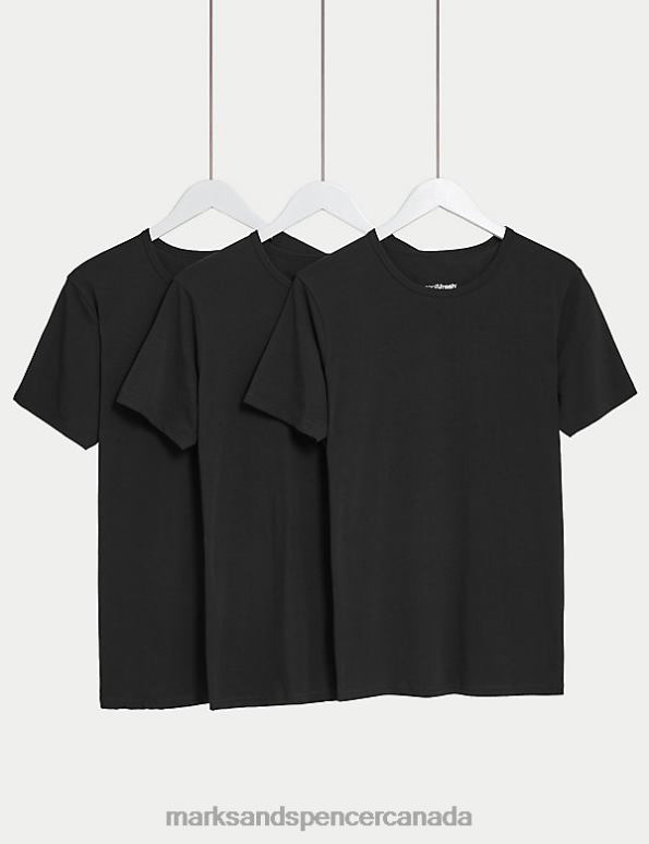 Marks and Spencer Canada - Men Black Clothing Marks & Spencer 3pk Cool & Fresh T-Shirt Vests 20VTD6877