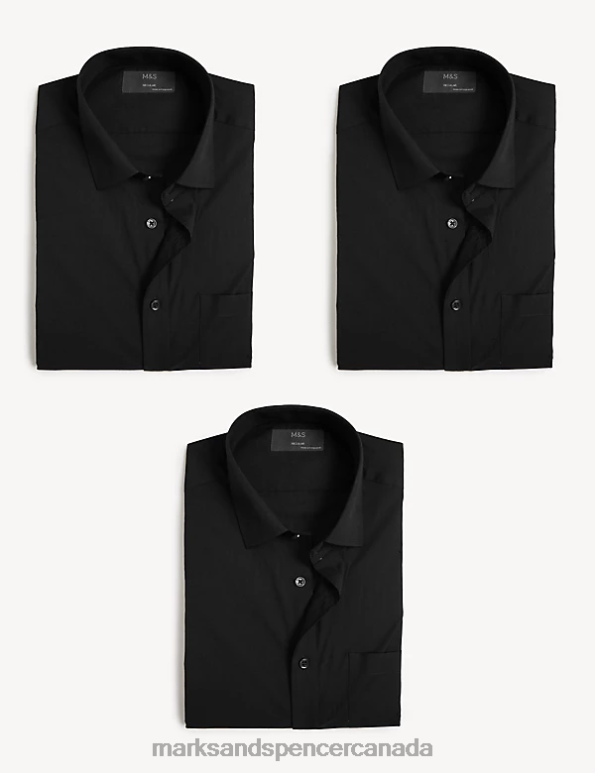 Marks and Spencer sale - Men Black Clothing Marks & Spencer 3pk Regular Fit Short Sleeve Shirts 20VTD6609