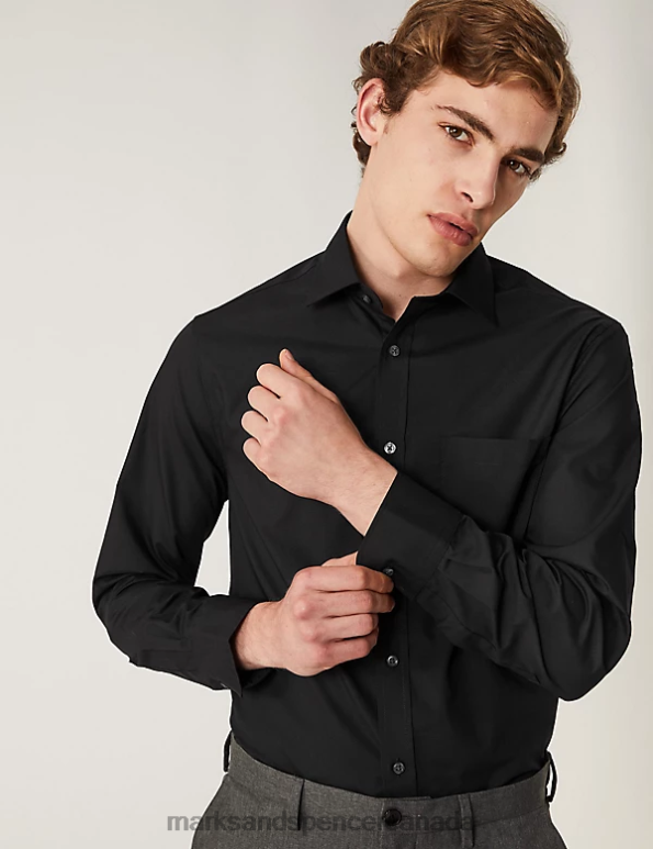 Marks and Spencer sale - Men Black Clothing Marks & Spencer 3pk Slim Fit Long Sleeve Shirts 20VTD6810